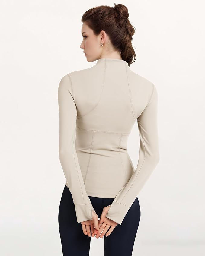 Gacaky Women's Slim Fit Workout Running Track Jackets Full Zip-up Yoga Athletic Jacket with Thumb Holes