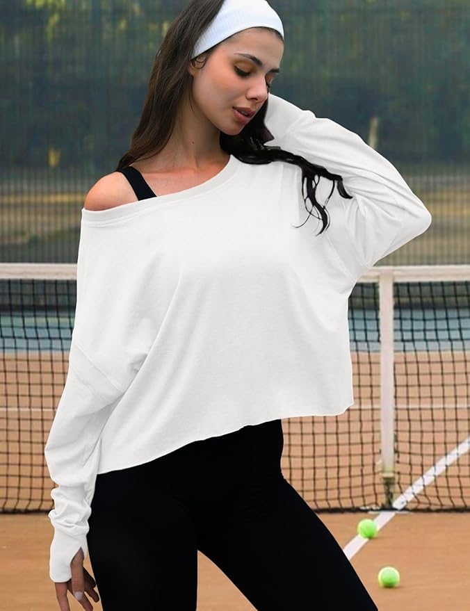 UNIANKIYA Open Back Workout Tops for Women Long Sleeve Cropped Athletic Clothes Gym Running Yoga Low Impact Sports T Shirts