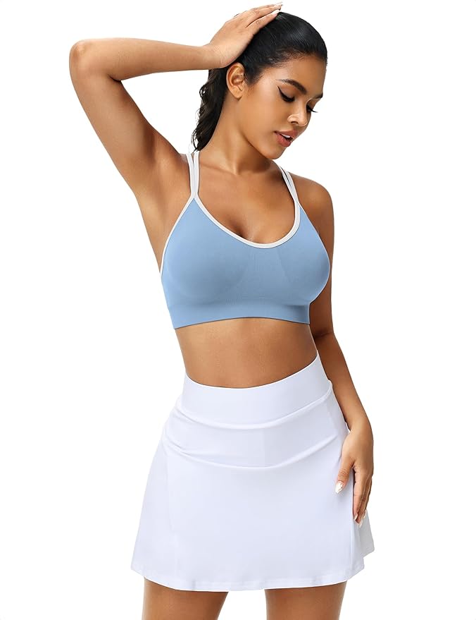 VEQKING Women's Cross Back Sports Bra Padded Strappy Medium Support Yoga Bra for Workout Fitness 3 Pack