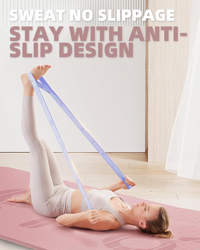 YOTTOY Yoga Strap and Resistance Bands-Exercise Elastic Bands for Working Out Women with 10 Loops-Perfect for Stretching and Physical Therapy