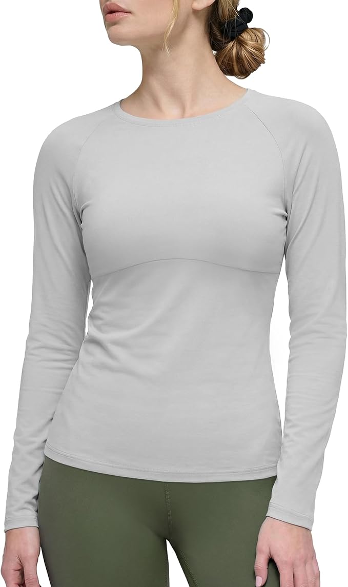 Zengjo Women's Long Sleeve Workout Tops Fitted Silky Cooling Athletic Performance Shirts Moisture Wicking for Yoga Gym