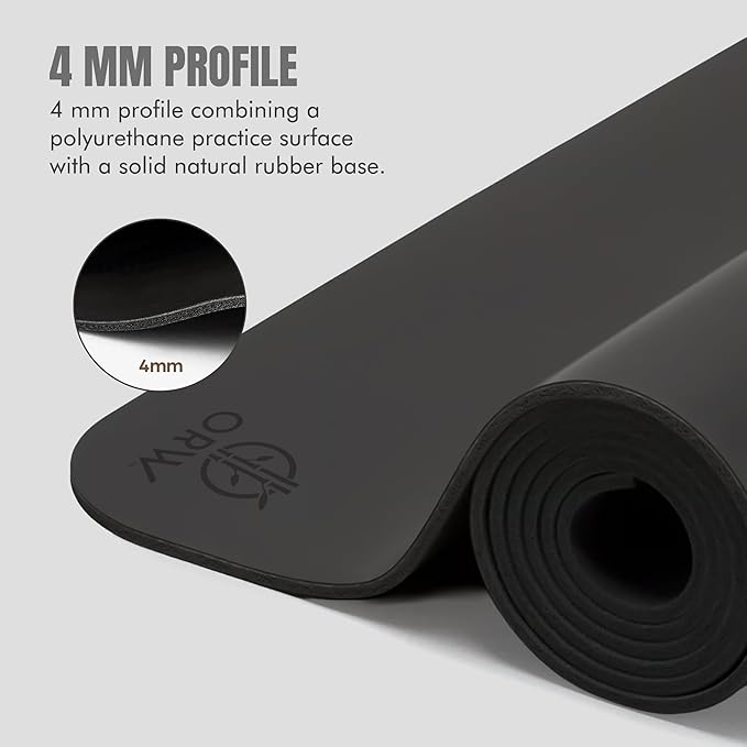 ORW Non Slip Hot Yoga Mat - Grip Surface & Natural Rubber Base, REACH Tested, Home & Studio Practice