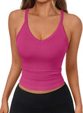 Trendy Queen Womens Racerback Ribbed Tank Tops Soft Stretch V Neck Workout Casual Tops Summer Sleeveless Crop Camisole