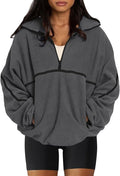LASLULU Womens Half Zip Pullover Sweatshirt Sherpa Fleece Jacket Oversized Sweatshirts Warm Fuzzy Sweaters Pockets