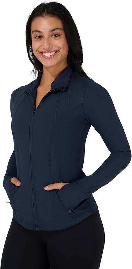 90 Degree By Reflex Full Zip Running Track Jacket Lightweight Athletic Slim Fit Jacket with Thumbholes
