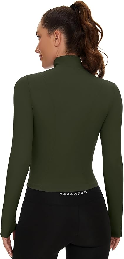 Loovoo Women's Cropped Workout Jacket Zip Up Athletic Jackets Slim Fit Lightweight Running Sports Track Jacket 2025