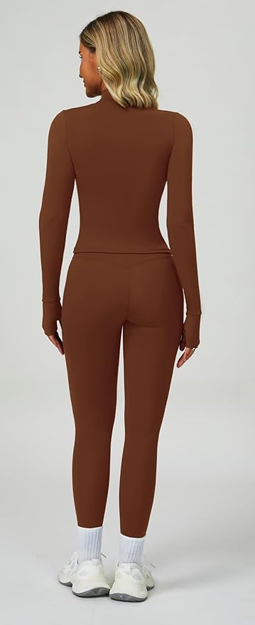 Yknktstc Womens Two Piece Tracksuit Set Long Sleeve Zipper Jacket with Athletic High Waist Leggings Workout Outfit