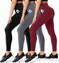 FULLSOFT 3 Pack Leggings for Women High Waisted Soft Black Yoga Pants for Workout Athletic Running Reg & Plus Size
