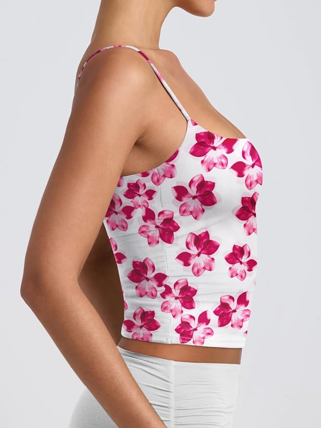 PINKMSTYLE Women's Basic Double Lined Scoop Neck Tank Tops Adjustable Cami Tank Summer Sleeveless Tops