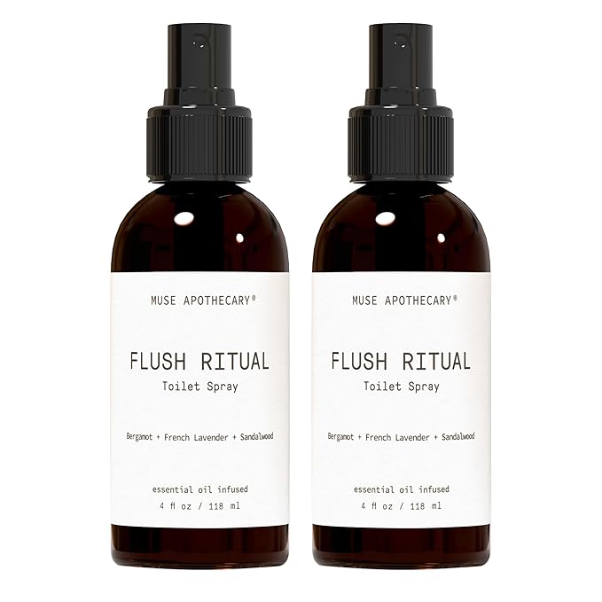 Muse Apothecary Flush Ritual - Aromatic & Refreshing Toilet Spray, Use Before You Go, 4 oz, Infused with Natural Essential Oils - Bergamot + French Lavender + Sandalwood, 2 Pack