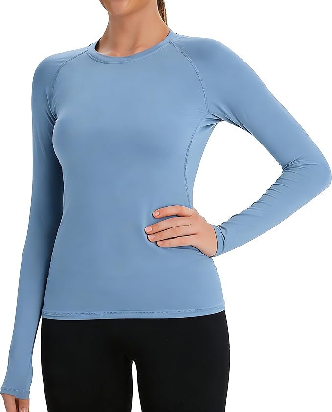 NebuKinex 5 Pack Women's Compression Shirt Long Sleeve Workout Tops Athletic Baselayer Quick Dry Gym Yoga Running T-Shirt