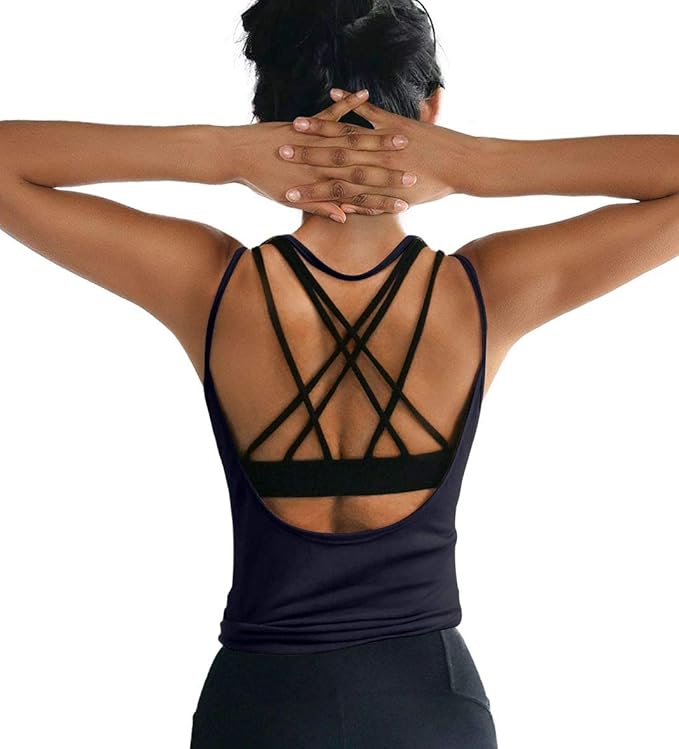 OYANUS Womens Summer Workout Tops Sexy Backless Yoga Shirts Open Back Activewear Running Sports Gym Tank Tops