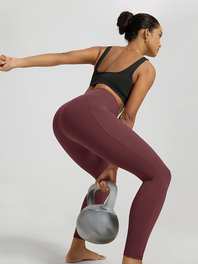 ODODOS Women's High Waisted Yoga Leggings with Pockets, Tummy Control Non See Through Workout Athletic Running Yoga Pants