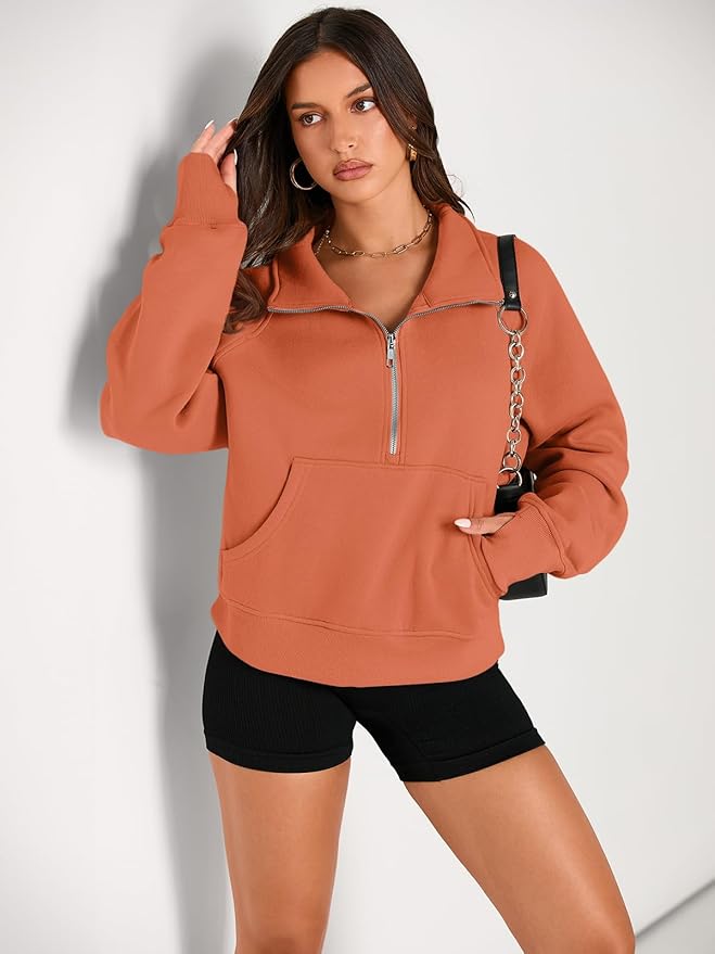 AUTOMET Womens Sweatshirts Half Zip Cropped Pullover Fleece Quarter Zipper Hoodies 2026 Fall Fashion Outfits Clothes