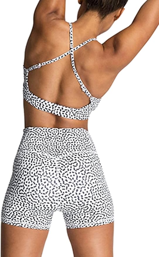 IMEKIS Women's Workout Sets 2 Piece Yoga Outfit High Waisted Biker Shorts Leggings Sports Bra Gym Fitness Clothes Tracksuit