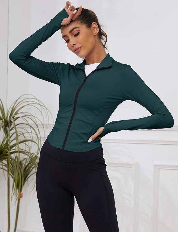 Gihuo Women's Workout Jacket Lightweight Zip Up Athletic Cropped Running Jacket