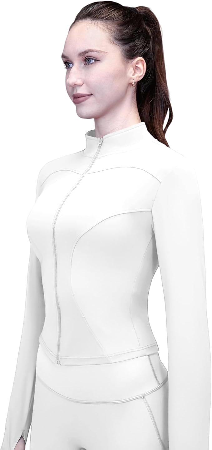 Women's Yoga Jacket Lightweight Zip Up - Workout Jackets for Running Gym Athletic Tops Full Zip