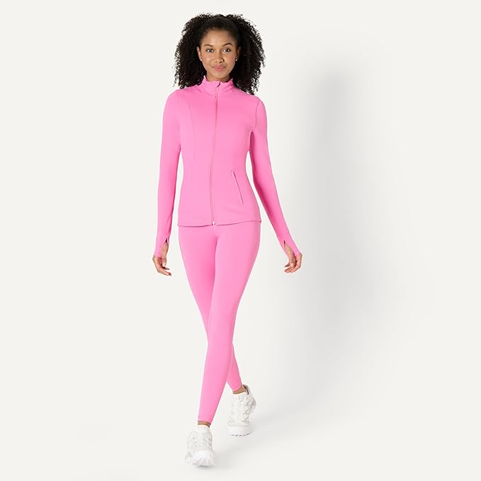 Amazon Essentials Women's Active FormFlex Buttery Soft Slim Fit Full Zip Workout Jacket with Thumb Holes