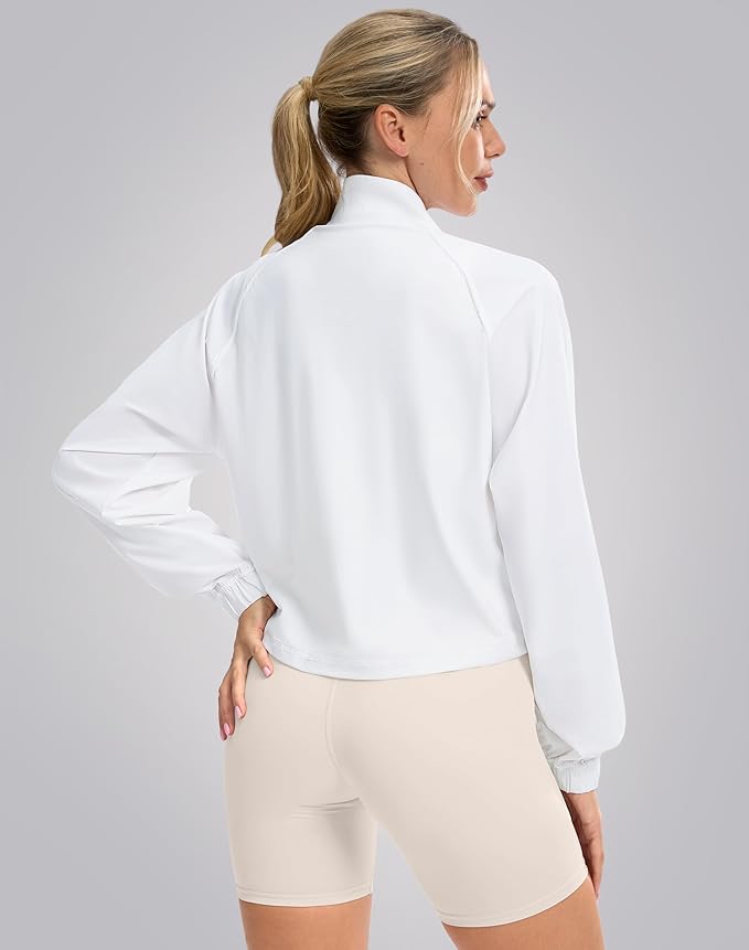 Soothfeel Women's Athletic workout Jacket Lightweight UPF 50+ Long Sleeve Sun Protection Shirts Zip Up Cropped Hiking Tops