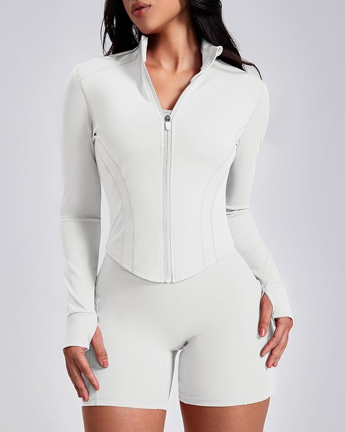 GYM RAINBOW Workout Jackets for Woman Lightweight Athletic Full Zip Running Jacket BBL Cropped Jackets Slim With Thumb Holes