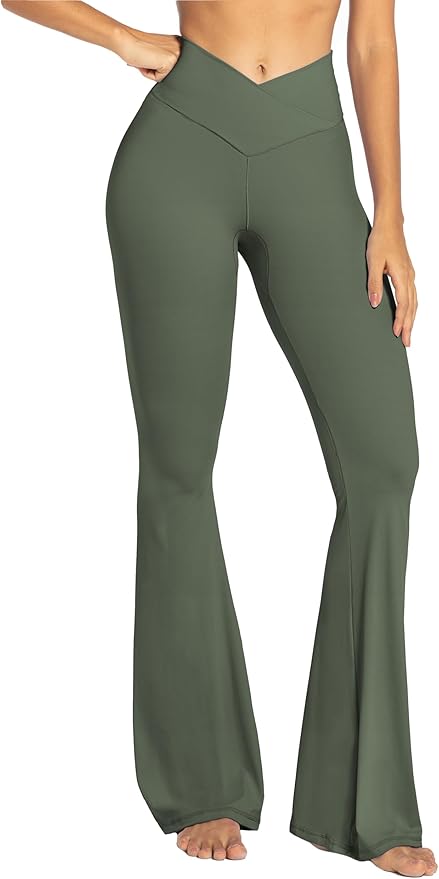 Sunzel Flare Leggings, Crossover Yoga Pants with Tummy Control, High-Waisted and Wide Leg