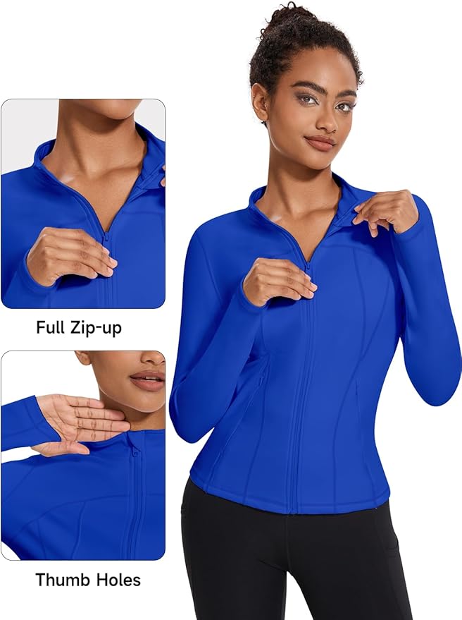VUTRU Womens Workout Yoga Jacket Lightweight Zip Up Athletic Jacket Lightweight Cropped Jacekt with Pockets