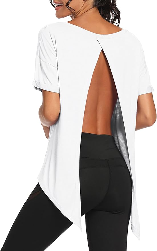 Bestisun Workout Tank Tops Open Back Yoga Exercise Shirts Tie Back Athletic Clothes for Women