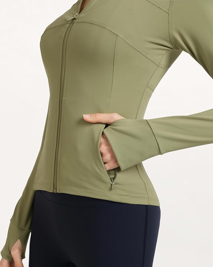 Gacaky Women's Slim Fit Workout Running Track Jackets Full Zip-up Yoga Athletic Jacket with Thumb Holes