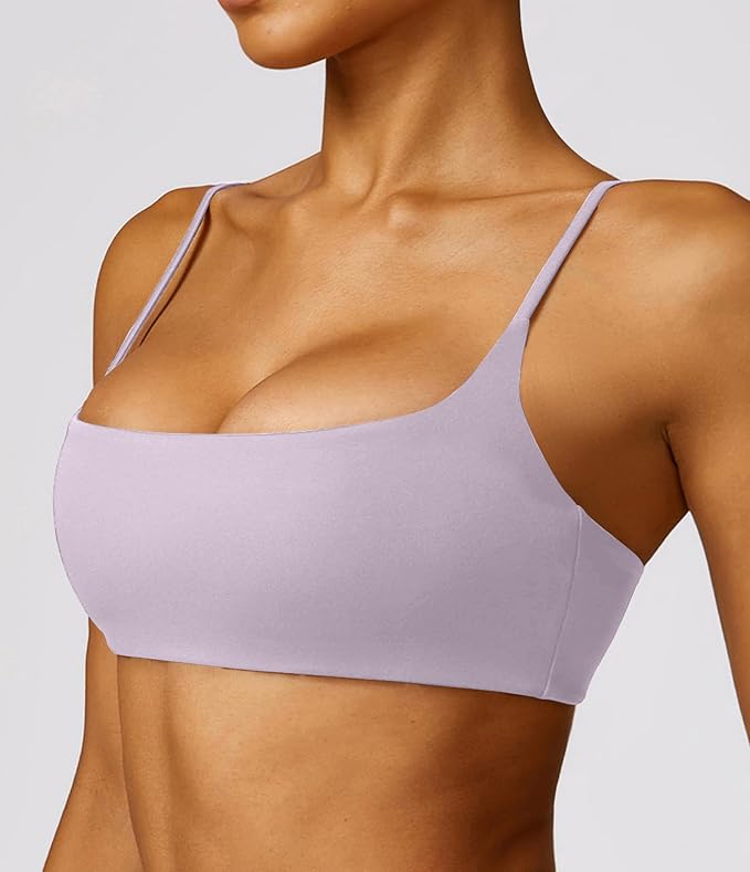 Comper Women's Sports Bra with Thin Straps Stretchy Wirefree Workout Bras Lightweight Workouts Bralette with Removable Pads