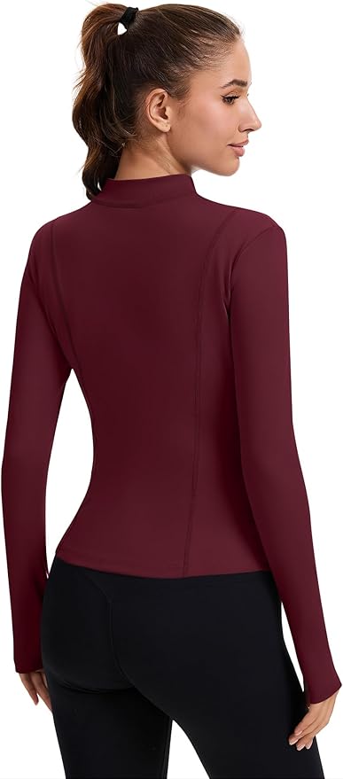 Rapbin Women's Full Zip Workout jackets Runing Slim Fit Athletic Tops With Thumb Holes