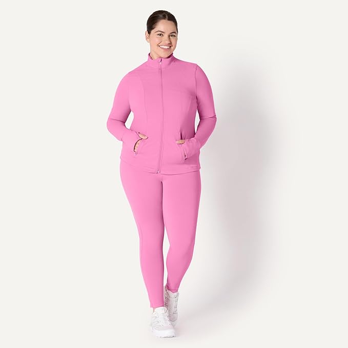 Amazon Essentials Women's Active FormFlex Buttery Soft Slim Fit Full Zip Workout Jacket with Thumb Holes