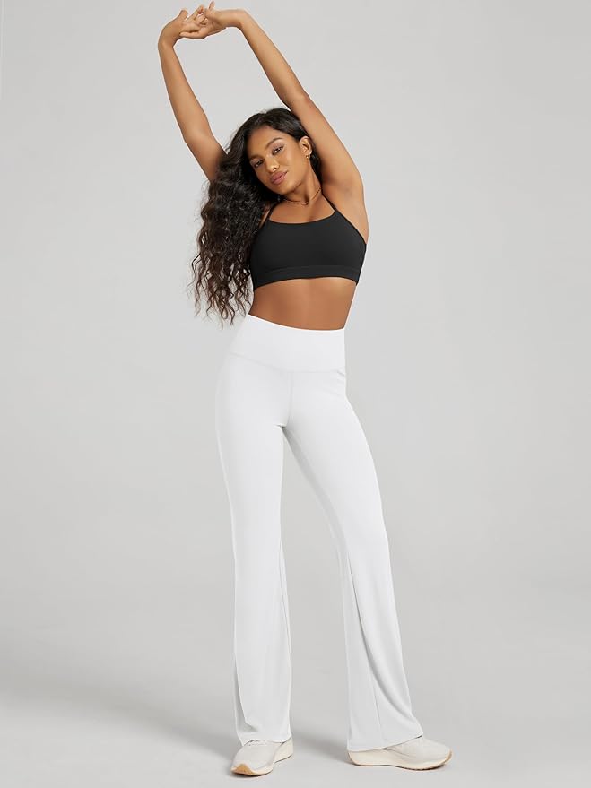 ODODOS Women's Powerful Tummy Control Flared Yoga Pants 2.0 High Waist Workout Bootcut Leggings with Inner Pocket- 29" / 31"