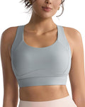 RUNNING GIRL Sports Bras for Women High Support,Racerback High Impact Grey Sports Bra Moulded Cup Workout Bra Push up