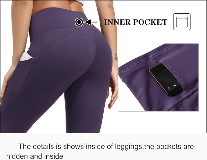 Dragon Fit High Waist Yoga Leggings with 3 Pockets,Tummy Control Workout Running 4 Way Stretch Yoga Pants