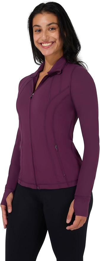 90 Degree By Reflex Full Zip Running Track Jacket Lightweight Athletic Slim Fit Jacket with Thumbholes