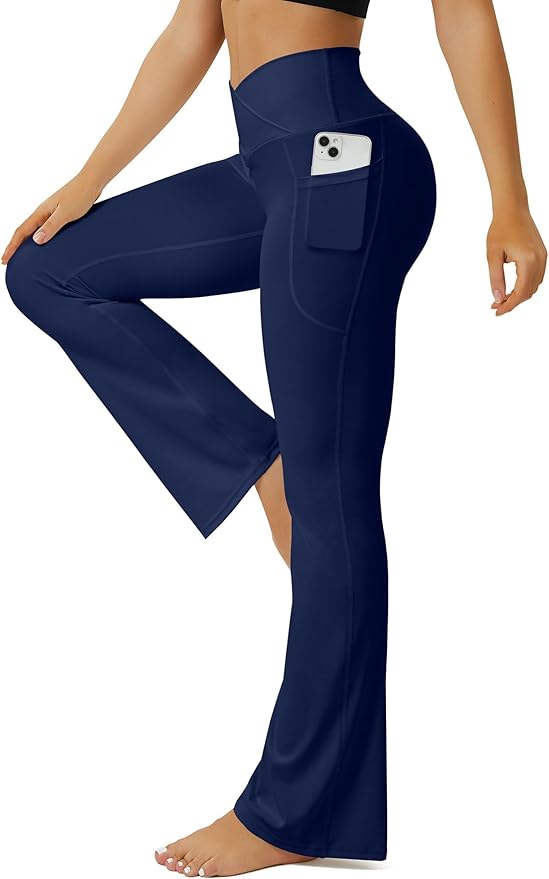FOHOFO Yoga Pants Women, Flare Leggings for Women with Pockets Crossover High Waisted Bootcut Yoga Pants