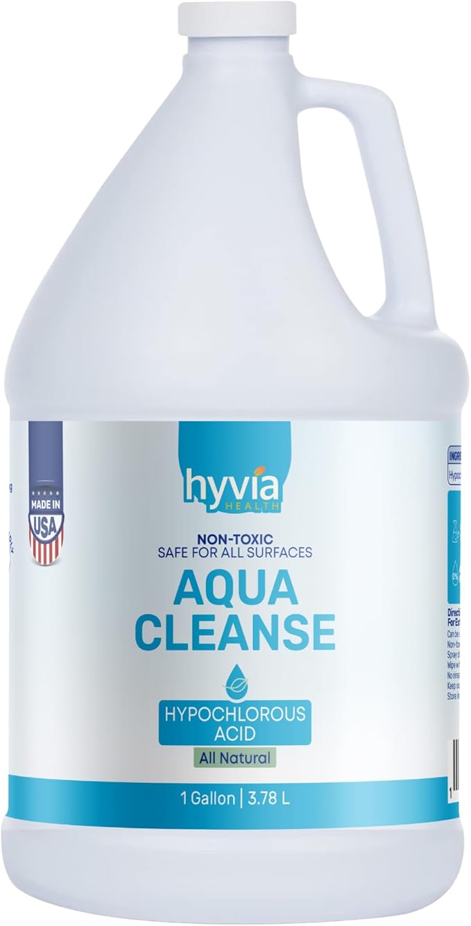 AquaCleanse Hypochlorous Acid 1 Gallon - Bulk All-Purpose Cleaner with HOCL, All-Natural Surface Cleaning Solution - Safe For Kids, Pets, & Daily Use | Clear Spray Made In USA | Refill