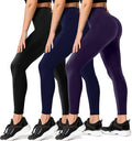 FULLSOFT 3 Pack Leggings for Women High Waisted Soft Black Yoga Pants for Workout Athletic Running Reg & Plus Size