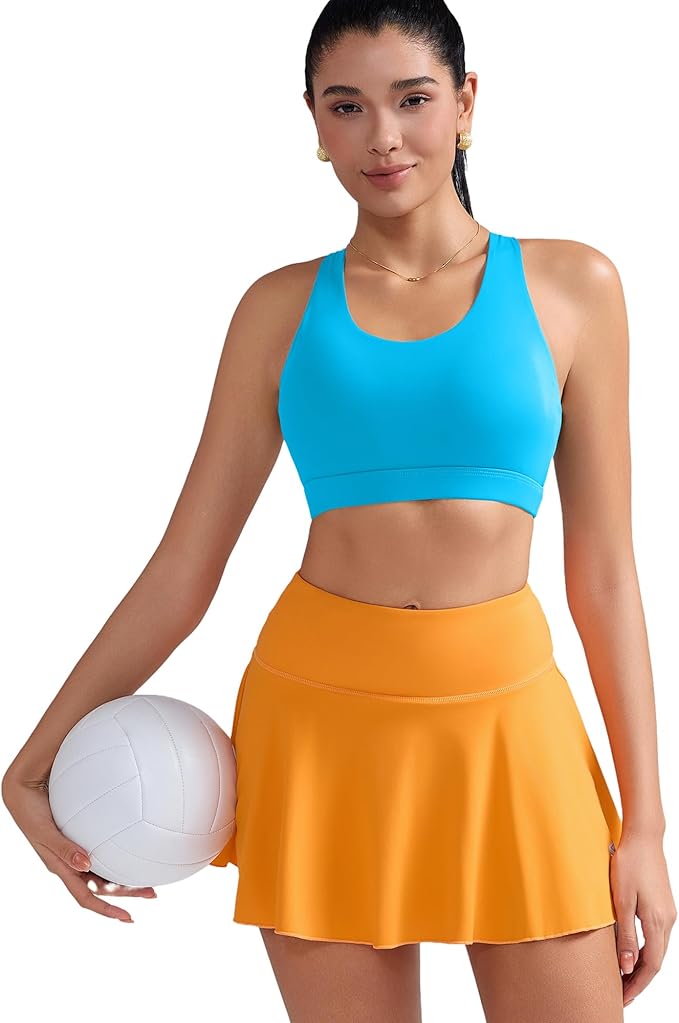 RUNNING GIRL Sports Bras for Women,Padded Strappy Sports Bras Criss-Cross Back Medium Support Sports Bras with Removable Cups