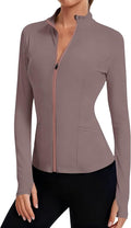 LOMON Women's Athletic Jackets Cropped Long Sleeve Workout Tops Yoga Zip Up Jackets Gym Tops Golf Shirts
