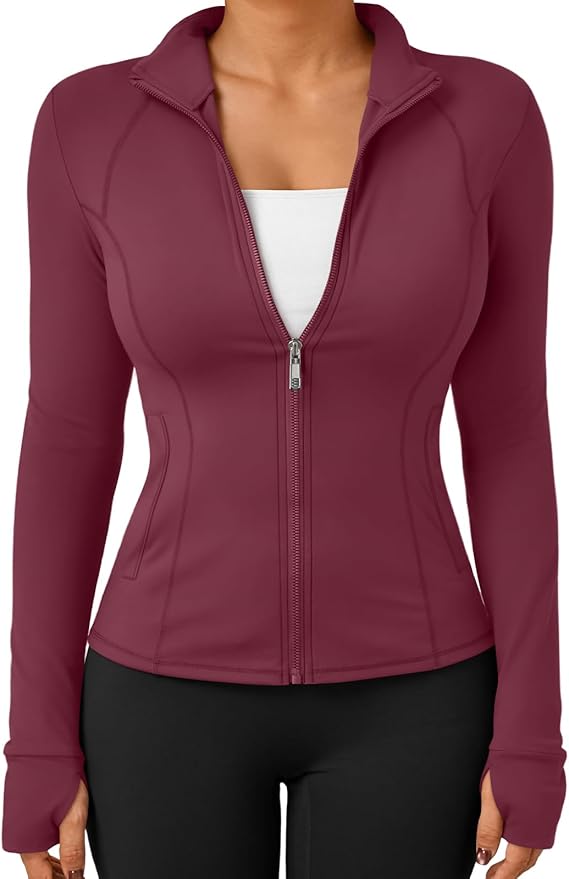 Trendy Queen Womens Lightweight Zip Up Jackets 2026 Athletic Workout Hoodies Spring Shirt Fitted Gym Clothes with Pocket