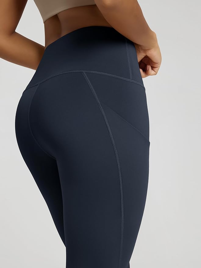ODODOS Women's High Waisted Yoga Capris with Pockets, Tummy Control Non See Through Workout Athletic Running Capri Leggings