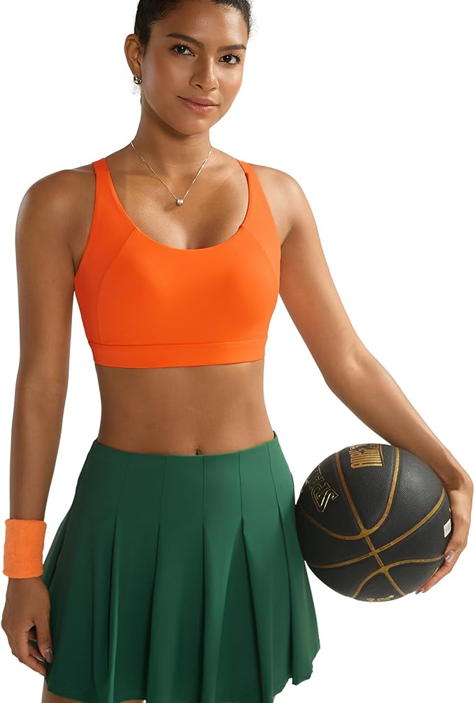 RUNNING GIRL Sports Bra for Women High Support, Molded Cup High Impact Sports Bras with Sewn in Pads