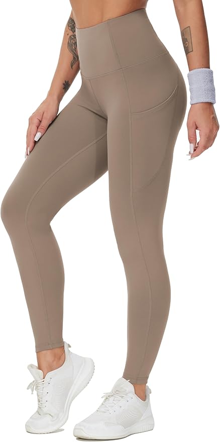 THE GYM PEOPLE Thick High Waist Yoga Pants with Pockets, Tummy Control Workout Running Yoga Leggings for Women