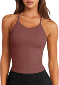 LASLULU Womens Sports Bra Seamless Long Crop Tank Racer Back Spaghetti Strap Workout Yoga Bra Padded Halter Neck Casual Tops