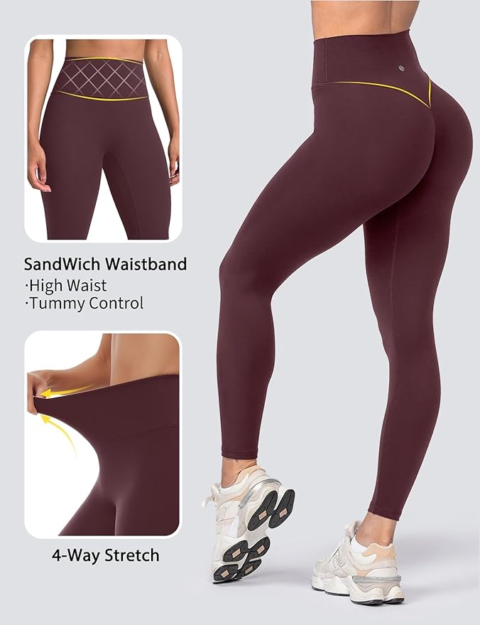 Sogetdo Yoga Leggings for Women Hidden Scrunch Butt Non See Through High Waisted No Front Seam Athletic Gym Workout Pants