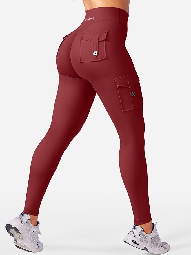 YEOREO CoreFlex Workout Cargo Leggings with Pockets for Women Hidden Scrunch Butt Lifting Leggings Gym Yoga Pants
