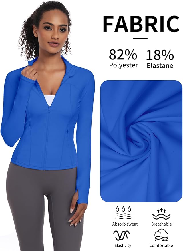VUTRU Womens Workout Yoga Jacket Lightweight Zip Up Athletic Jacket Lightweight Cropped Jacekt with Pockets