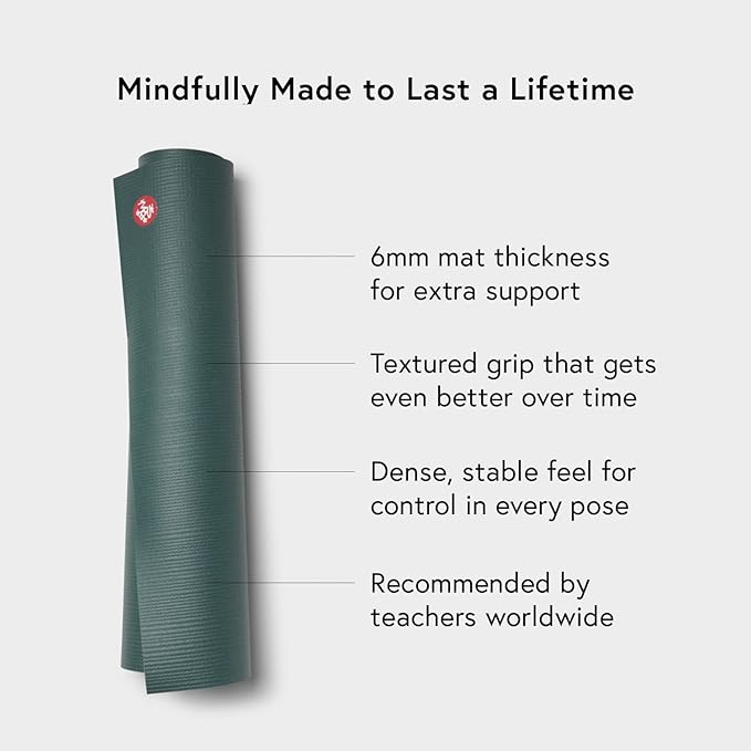 Manduka PRO Yoga Mat – Premium 6mm Thick Mat, High Performance Grip, Ultra Dense Cushioning for Support and Stability in Yoga, Pilates, Gym and Any General Fitness