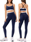 2 Pieces Workout Sets for Women,Seamless Yoga Leggings with Padded Sports Bras,Athletic Matching Outfits,Gym,Casual